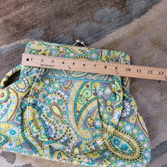 Vera Bradley Alice Lemon Parfait Handbag Purse‎ Snap Top Paisley Yellow Green - Picture 7 of 9